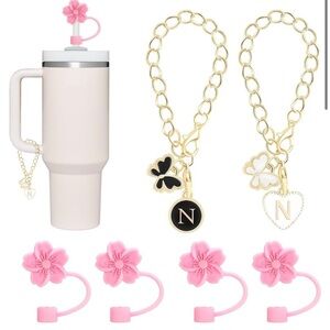 accessories for tumbler straw top and initial chain